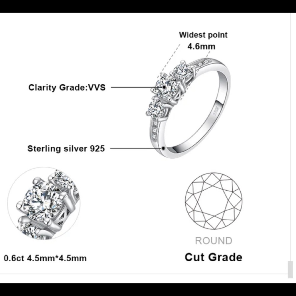 Solid 925 Silver 1.4ct Diamond Engagement Ring - Picture 7 of 7